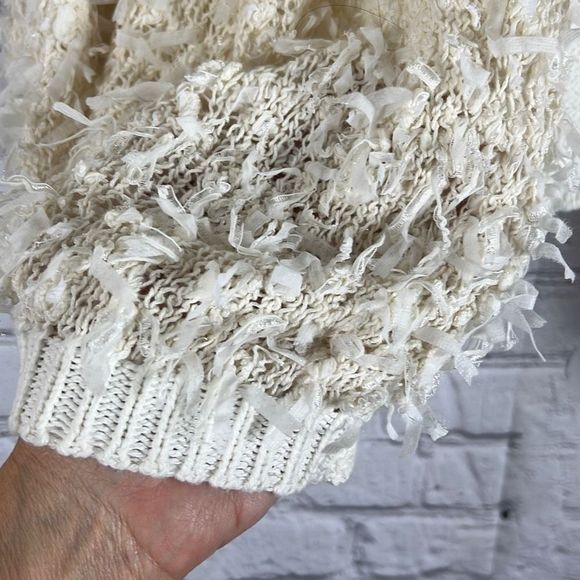 Leo & Sage Womens Cardigan Sweater Open Front Shaggy Faux Fur White M/L - Picture 4 of 9